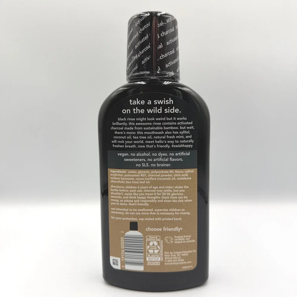 Hello Activated Charcoal Extra Freshening Mouthwash Fresh Mint 4 Pack 16 oz